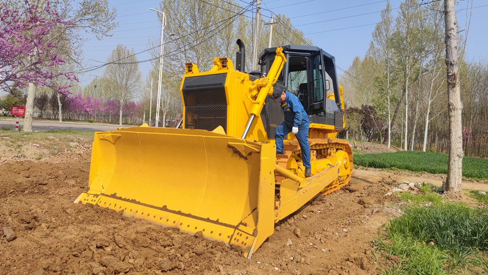 Powerful SD22 Bulldozer Tested on Farmland in Sunny Weather
